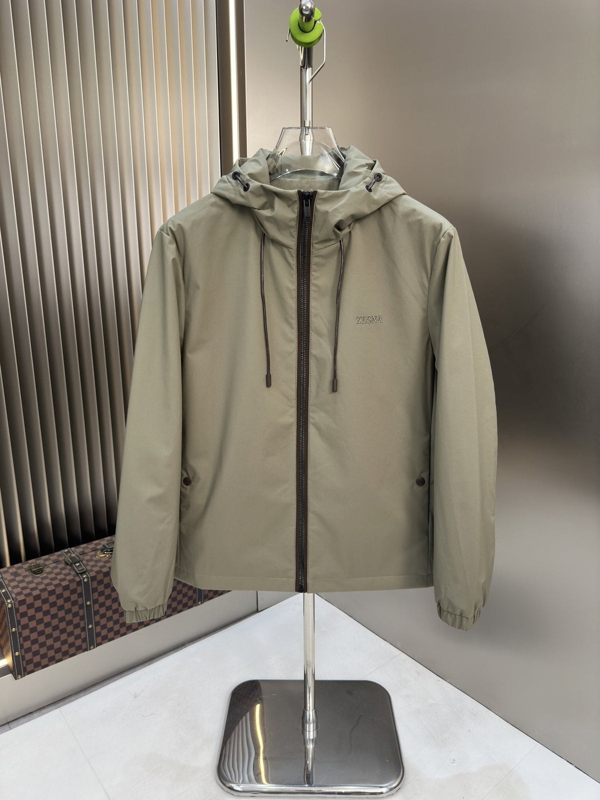 Zegna Hooded Asymmetric-Zip Jacket — front