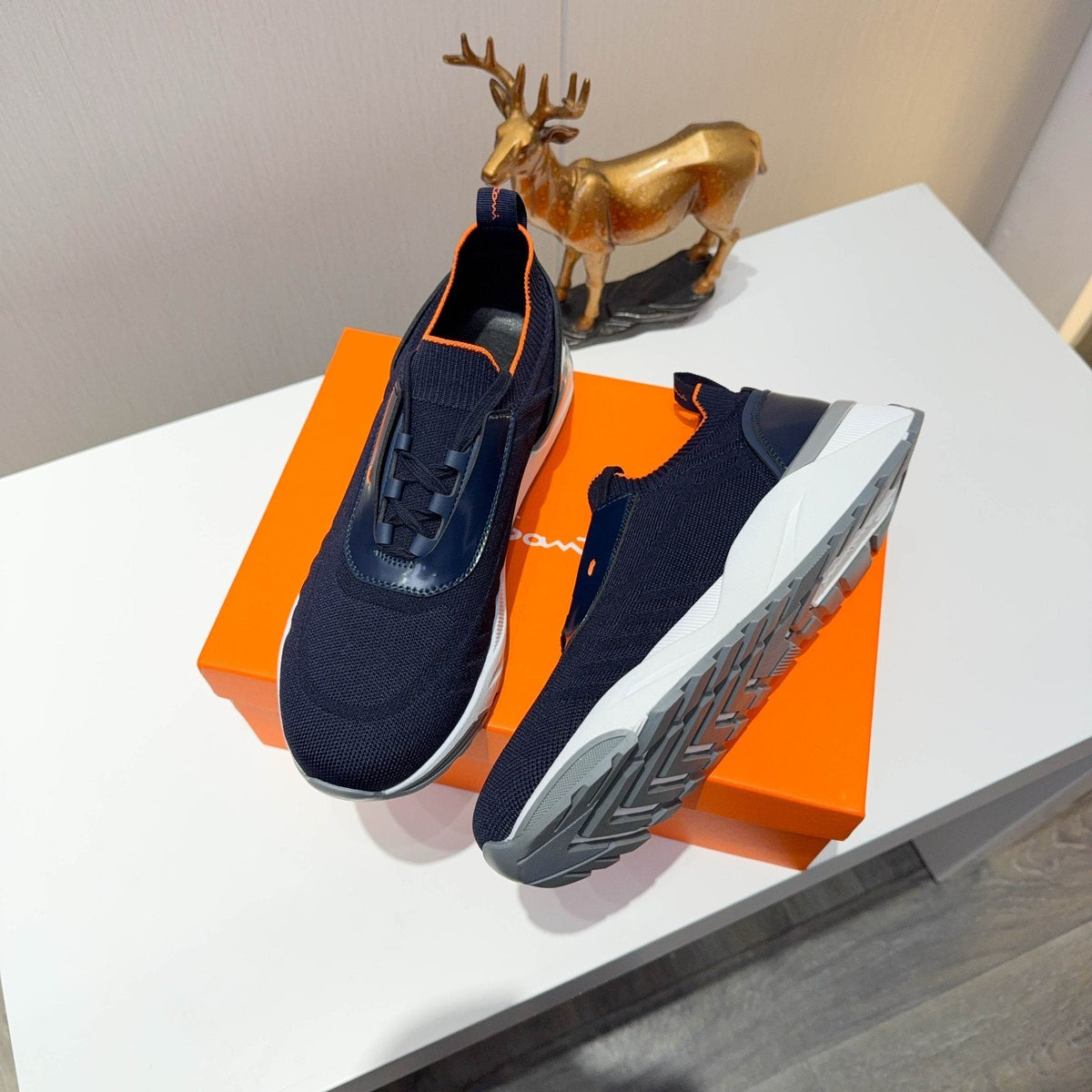 Santoni Men's Knit Lace-Up Sneakers — side